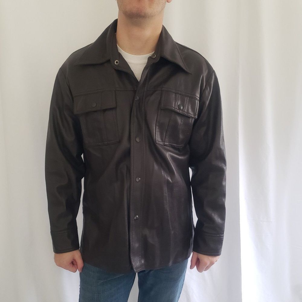 70s‎ Brown Faux Leather Jacket